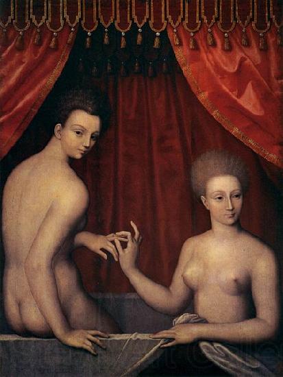 MASTER of the Avignon School Portrait of Gabrielle d Estrees with her Sister France oil painting art